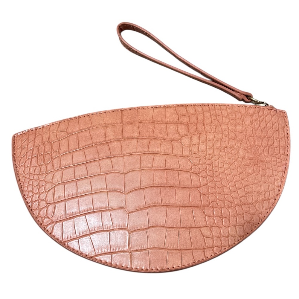 Coral Crocodile-Embossed Clutch
